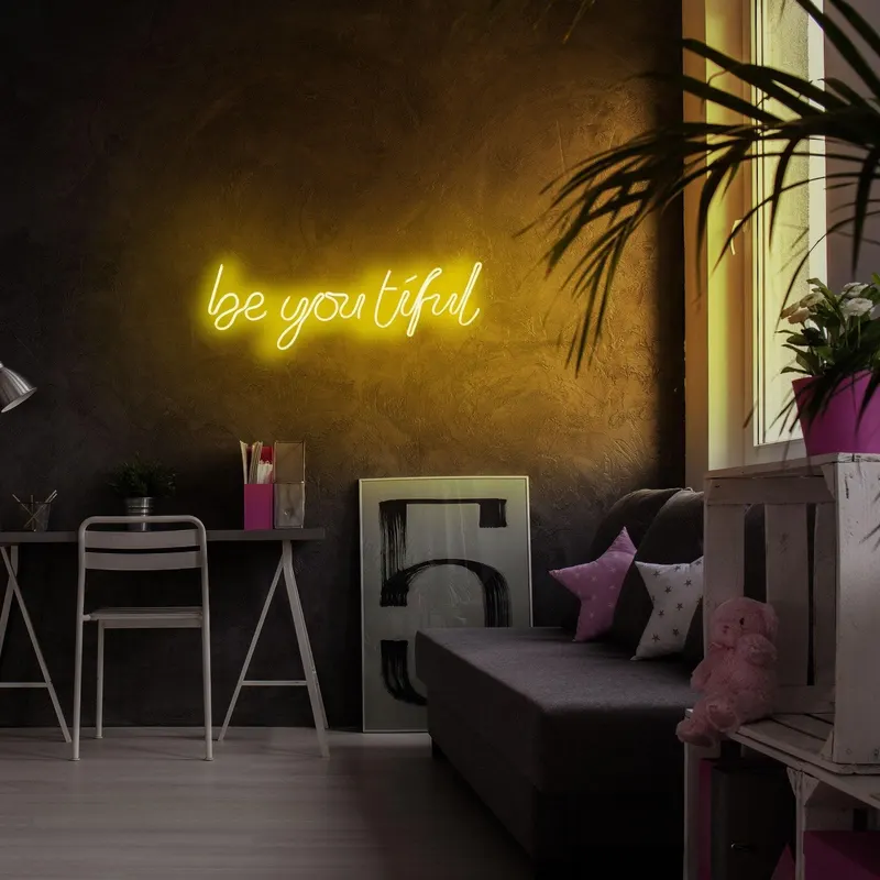Aplica de Perete Neon Be you tiful - Galben