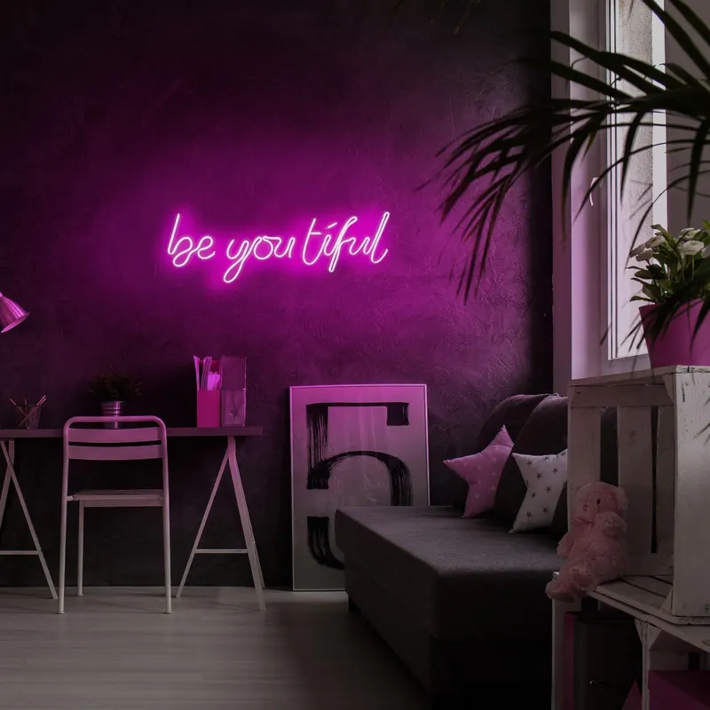 Aplica de Perete Neon Be you tiful - Roz