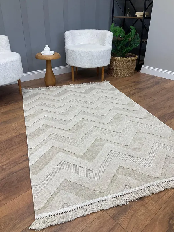 Covor Zigzag (diverse dimensiuni) - Bej / 100 x 200