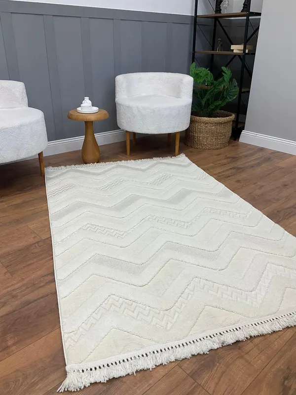Covor Zigzag (diverse dimensiuni) - Crem / 120 x 180