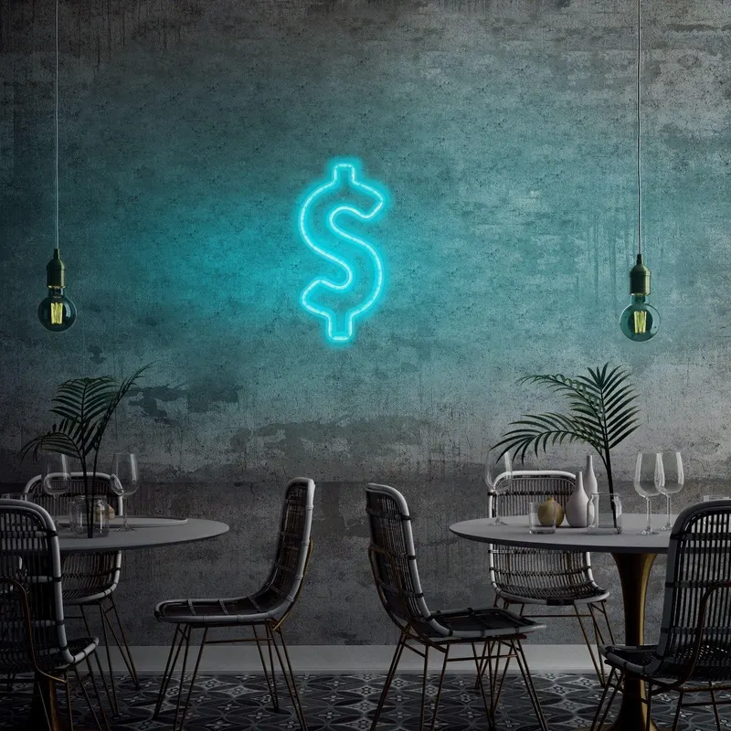 Aplica de Perete Neon Dollar Sign - Albastru