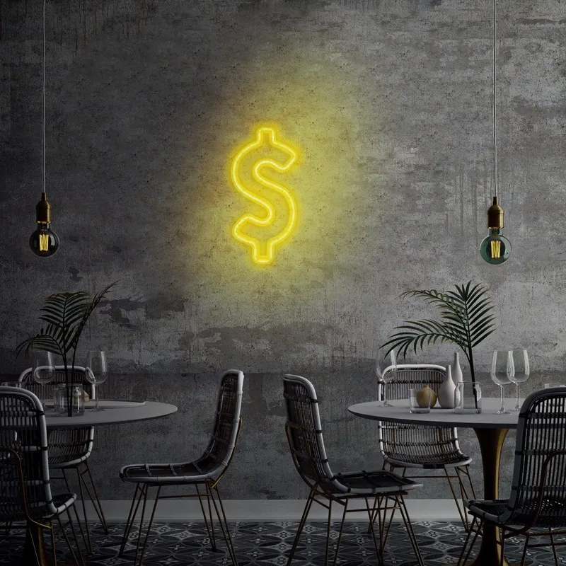 Aplica de Perete Neon Dollar Sign - Galben