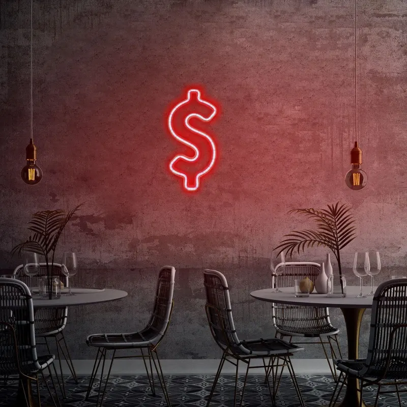 Aplica de Perete Neon Dollar Sign - Rosu
