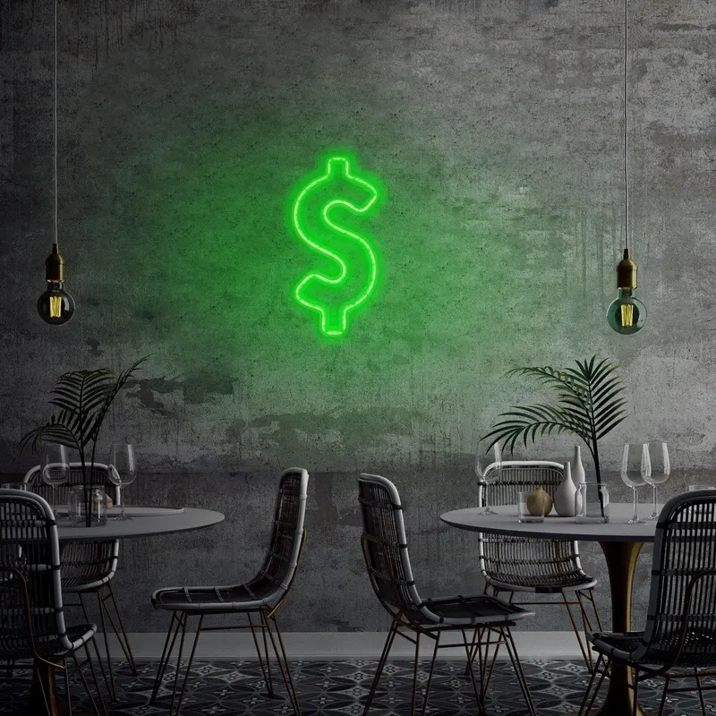 Aplica de Perete Neon Dollar Sign - Verde