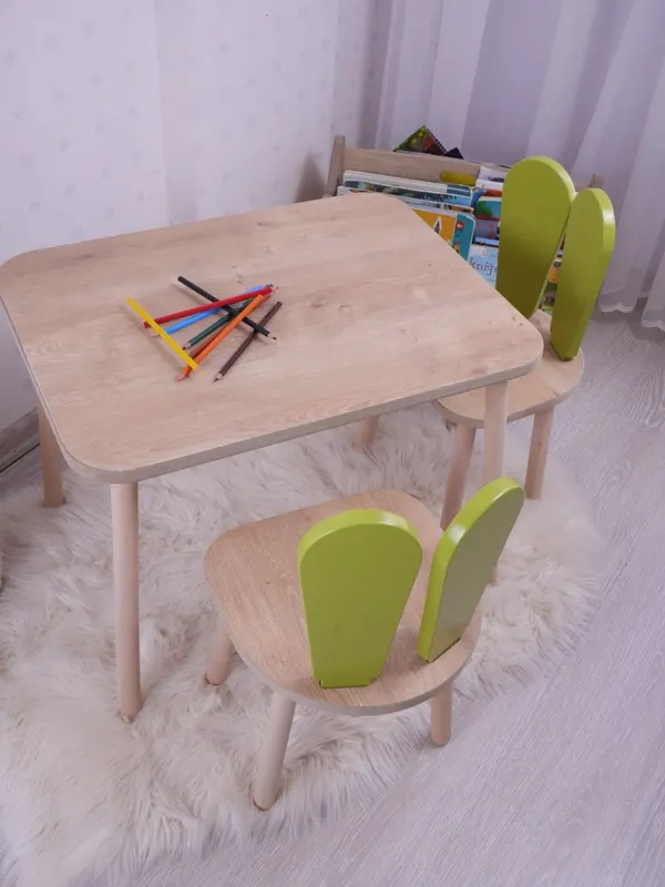 Mobilier Iepuraș Set de două scaune 30x25 - Pistachio Green nBrown
