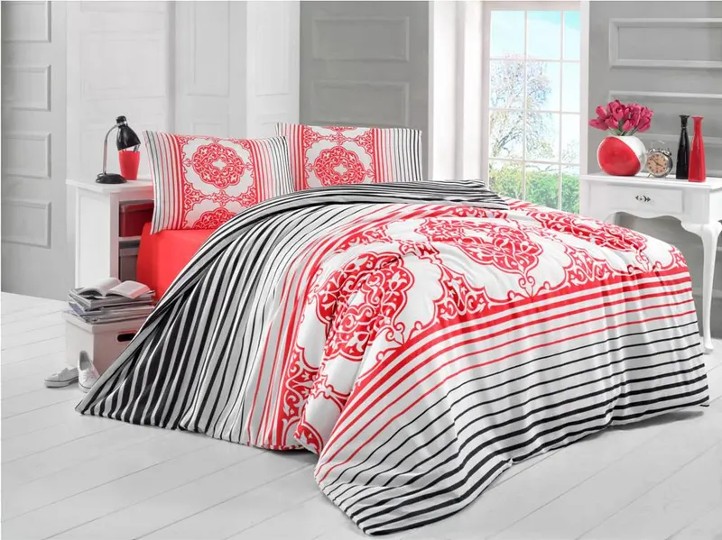Set Lenjerie de pat double, 200 x 220 cm - Multicolor