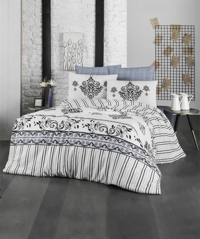 Set Lenjerie de pat double, Alb, 220x200 cm - Alb