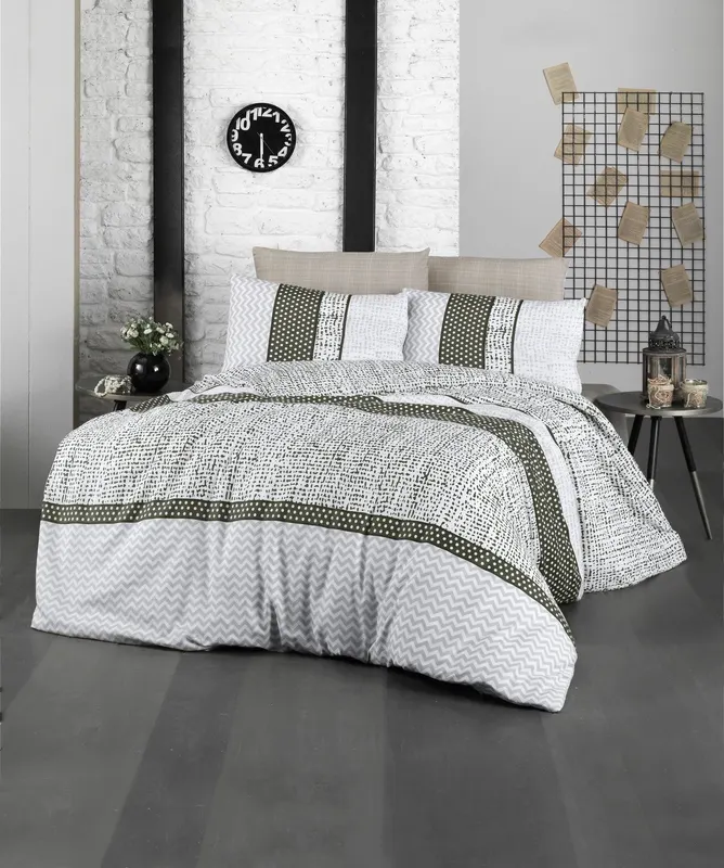 Set Lenjerie de pat double, Verde, 220x200 cm - Verde