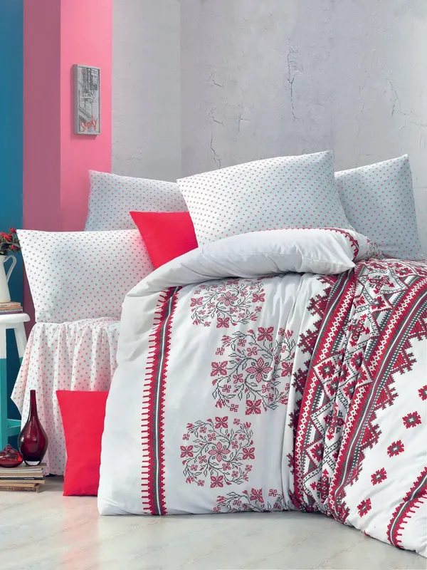 Set Lenjerie de pat double, 200 x 220 cm - Multicolor
