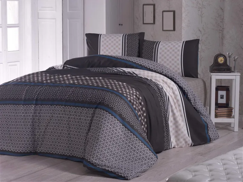 Set Lenjerie de pat double, Negru, 220x200 cm - Negru