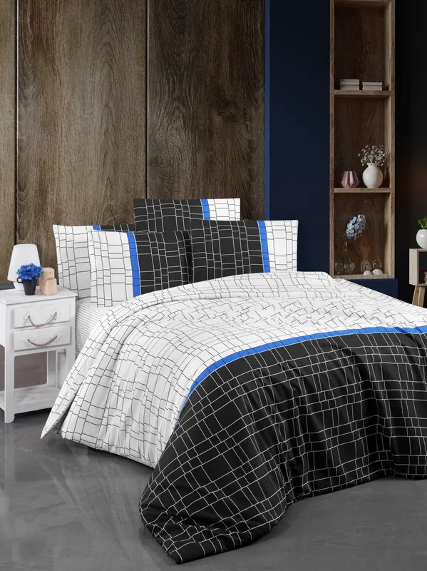 Set Lenjerie de pat double, 200 x 220 cm - Negru