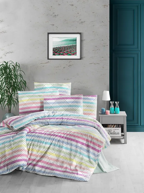 Set Lenjerie de pat double, 200 x 220 cm - Multicolor