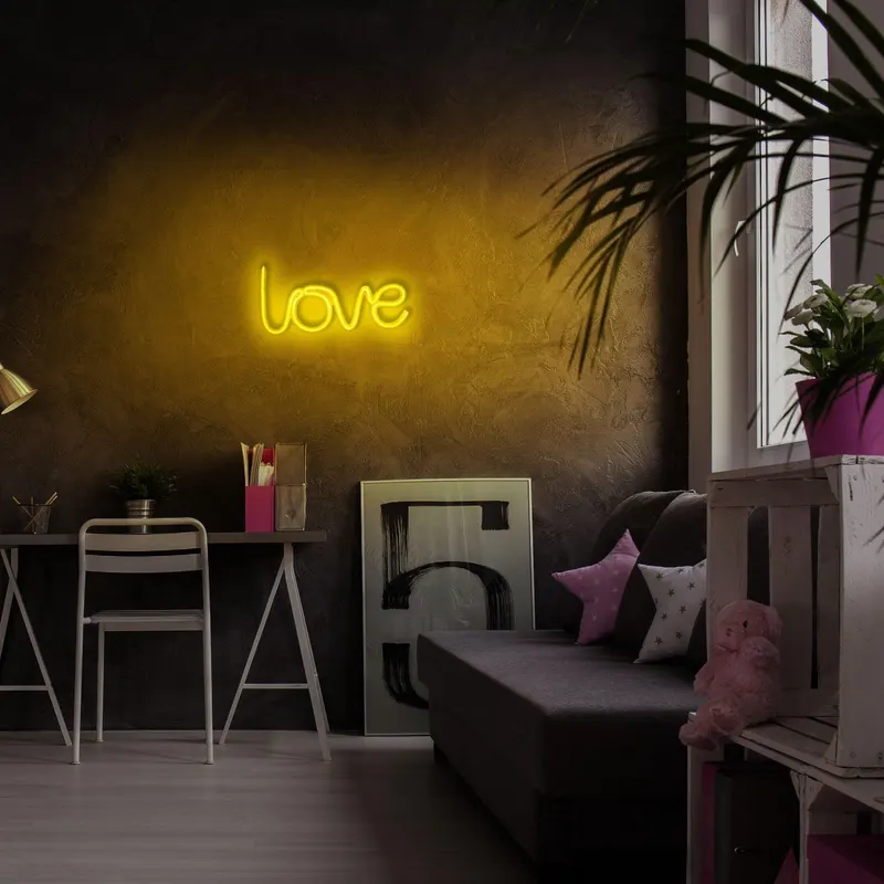 Aplica de Perete Neon Love - Galben
