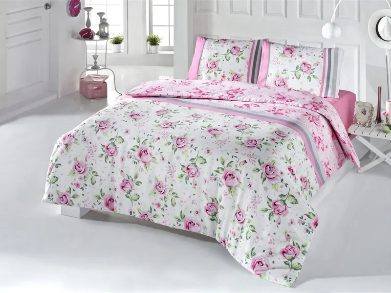Set Lenjerie de pat double, Alb, 220x200 cm - Alb