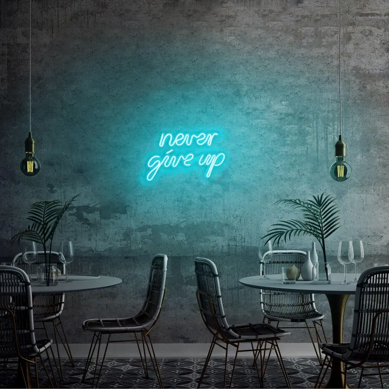 Aplica de Perete Neon Never Give Up - Albastru