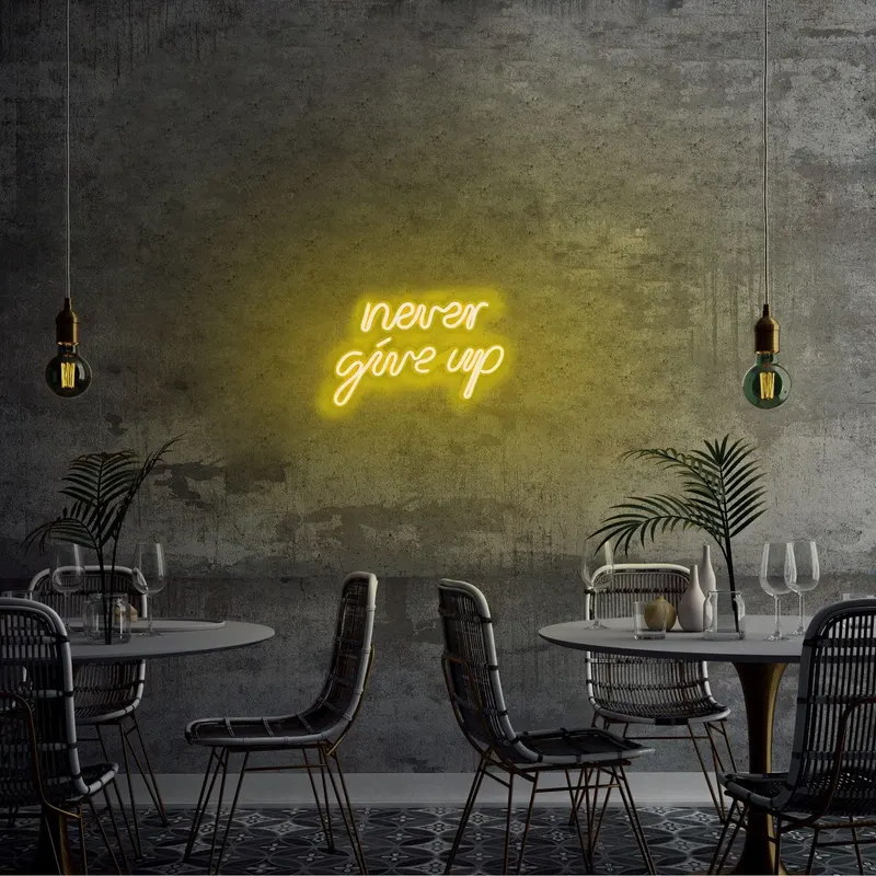 Aplica de Perete Neon Never Give Up - Galben