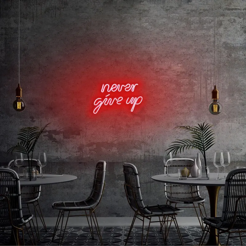 Aplica de Perete Neon Never Give Up - Rosu