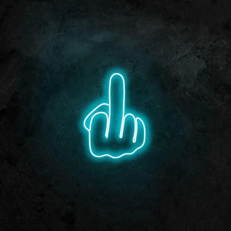 Aplica de Perete Neon Middle Finger - Albastru