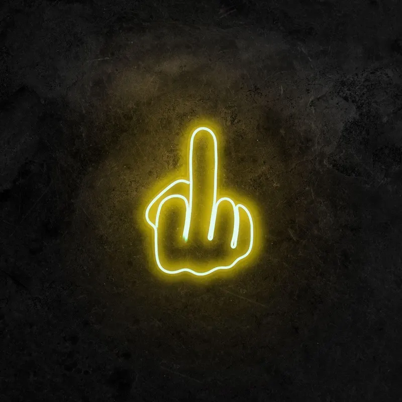 Aplica de Perete Neon Middle Finger - Galben