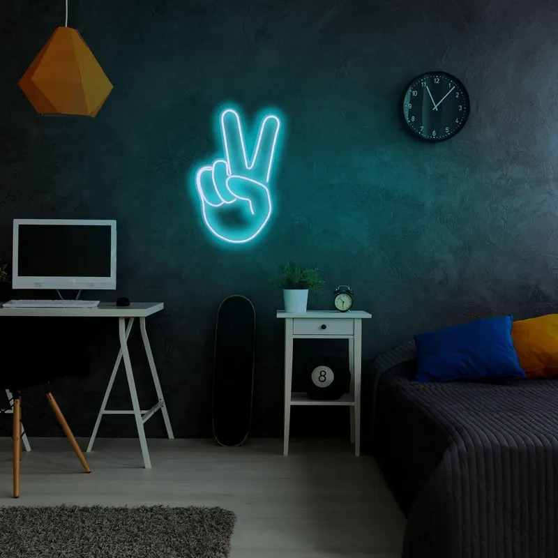 Aplica de Perete Neon Victory Sign - Albastru