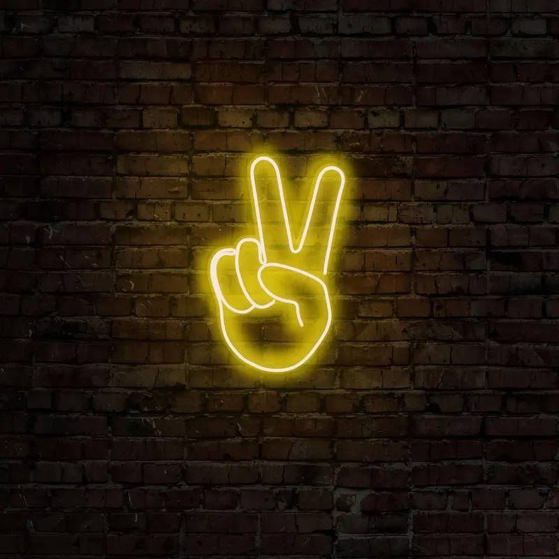 Aplica de Perete Neon Victory Sign - Galben