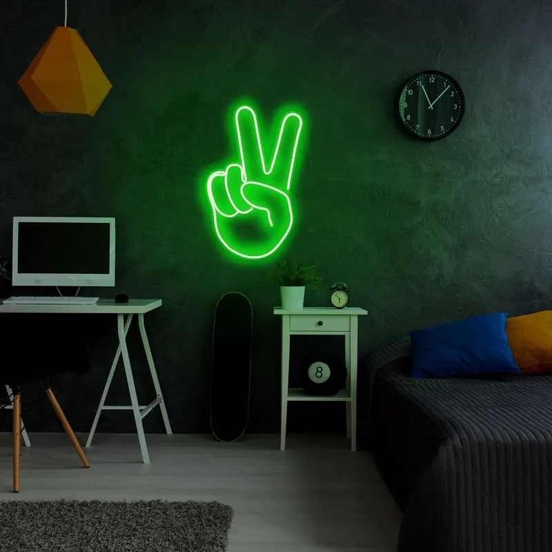 Aplica de Perete Neon Victory Sign - Verde