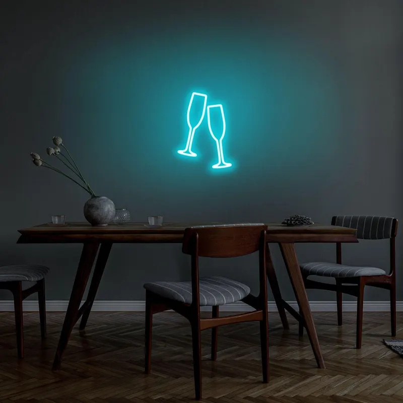 Aplica de Perete Neon Champagne Glasses - Albastru