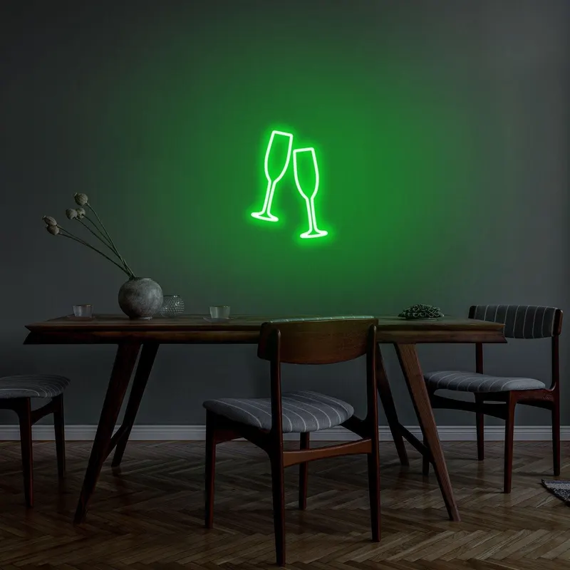 Aplica de Perete Neon Champagne Glasses - Verde