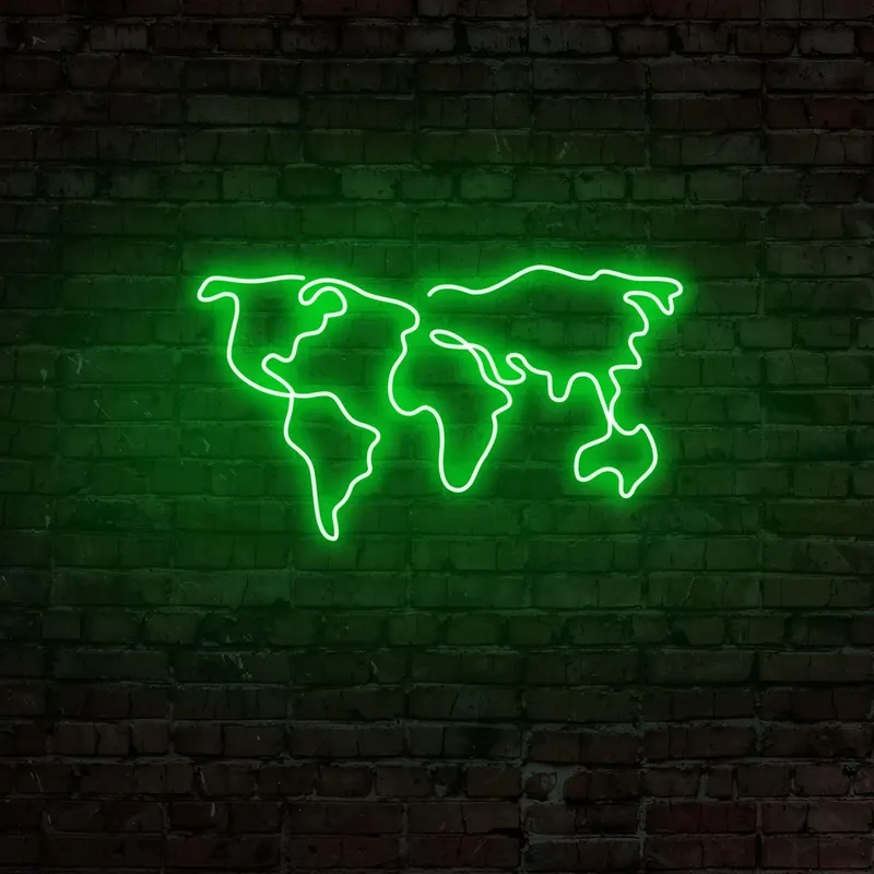 Aplica de Perete Neon World Map - Verde