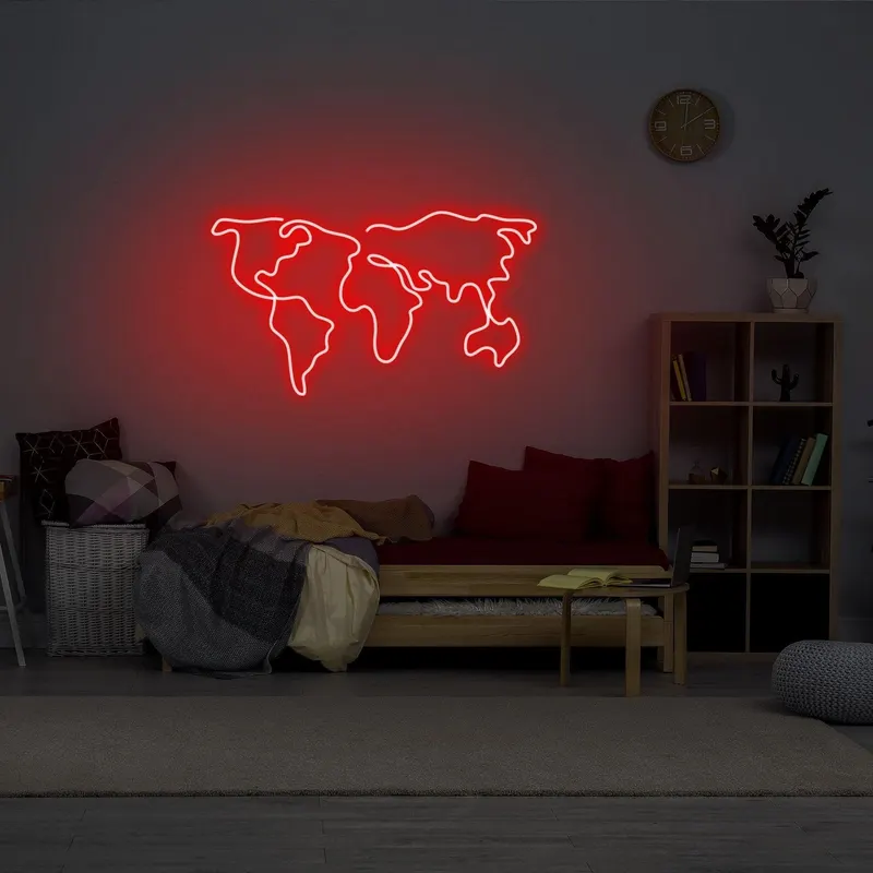 Aplica de Perete Neon World Map - Rosu