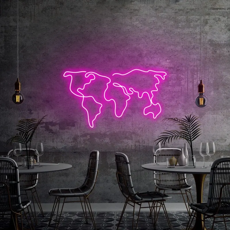Aplica de Perete Neon World Map - Roz