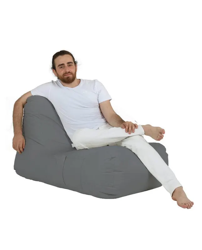 Fotoliu puf dehusabil, Interior/exterior, impermeabil, Garden Bean Bag, 105 x 75 x 65 cm - Gri deschis