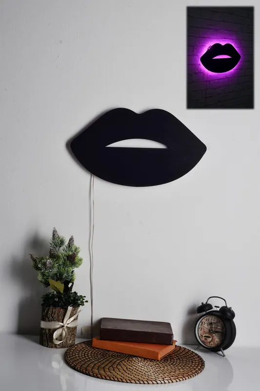 Iluminat decorativ LED Lips 2, 40 x 23 cm - Roz