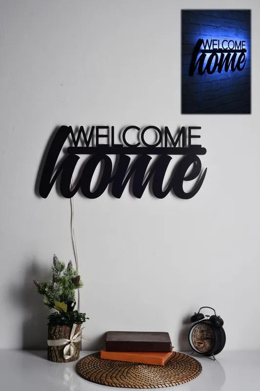 Iluminat decorativ LED Welcome Home, 53 x 25 cm - Albastru