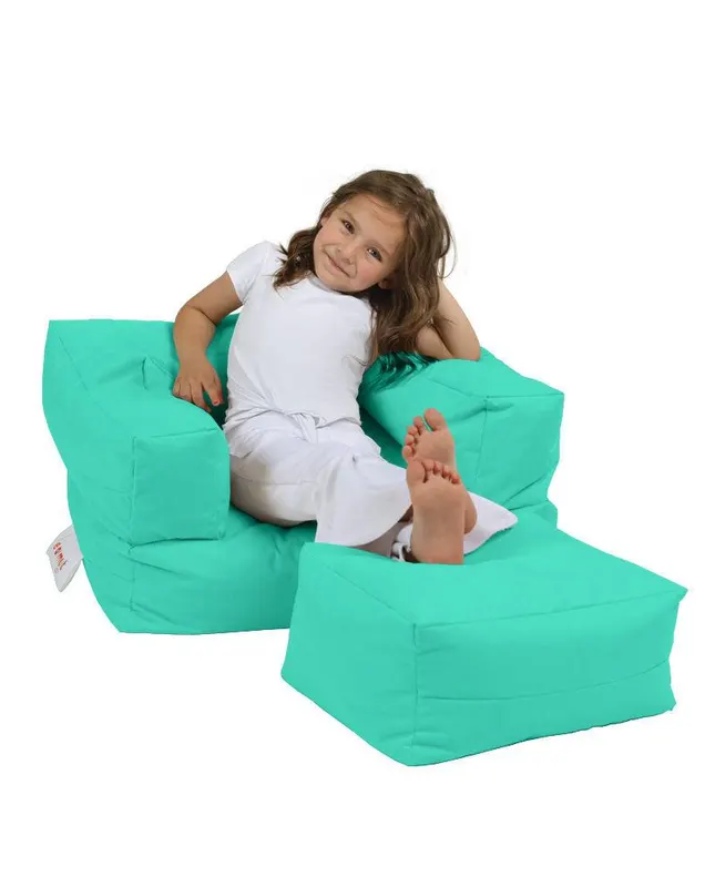 Sac de Fotoliu cu taburet  Gradina Pentru Copii, Garden Bean Bag, 65 x 40 x 50 cm - Turcoaz