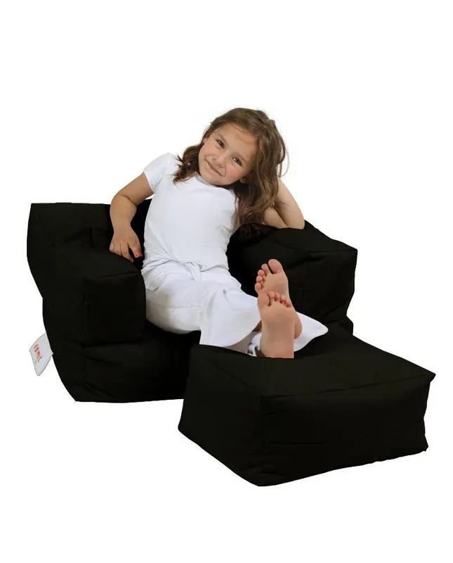 Sac de Fotoliu cu taburet  Gradina Pentru Copii, Garden Bean Bag, 65 x 40 x 50 cm - Negru