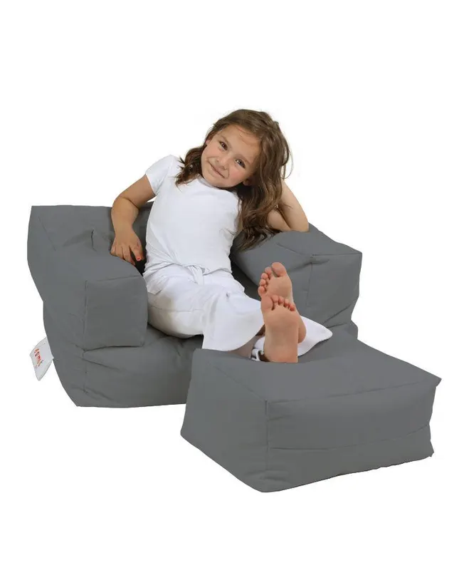 Sac de Fotoliu cu taburet  Gradina Pentru Copii, Garden Bean Bag, 65 x 40 x 50 cm - Gri deschis