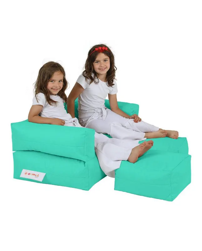 Fotoliu Puf Copii cu taburet, Gradina Garden Bean Bag, 100 x 40 x 50 cm - Turcoaz