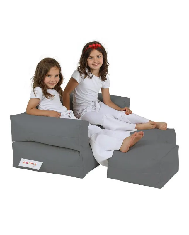 Fotoliu Puf Copii cu taburet, Gradina Garden Bean Bag, 100 x 40 x 50 cm - Gri deschis
