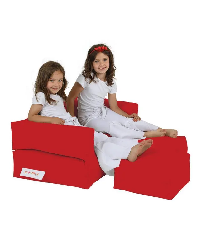 Fotoliu Puf Copii cu taburet, Gradina Garden Bean Bag, 100 x 40 x 50 cm - Roșu