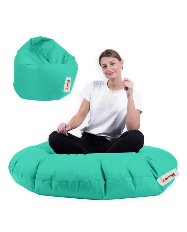 Fotoliu puf, Bean Bag, Ferndale, 100 cm,  impermeabil, 100 x 100 x 20 cm - Turcoaz