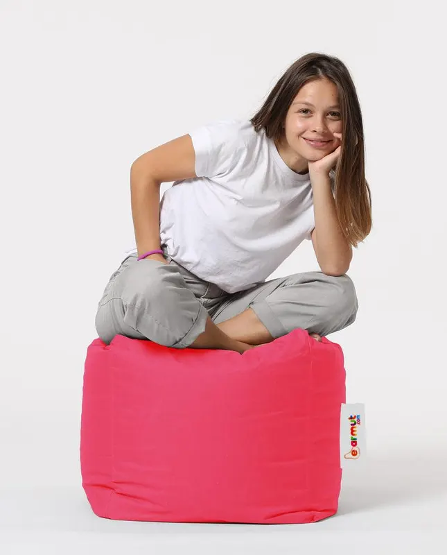 Taburet puf, Square Pouf, Ferndale, impermeabil, Garden Pouffe,  45 x 45 x 45 cm - Roz