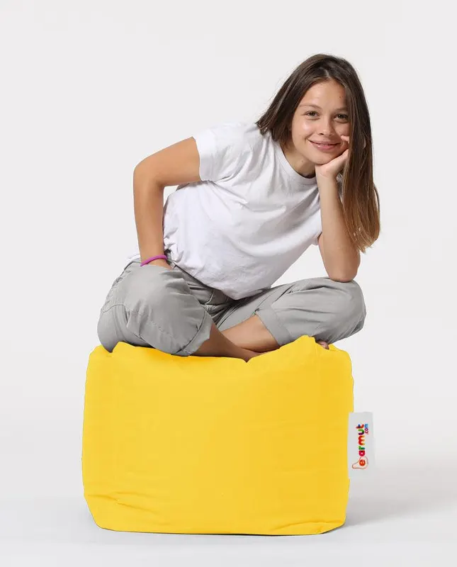 Taburet puf, Square Pouf, Ferndale, impermeabil, Garden Pouffe,  45 x 45 x 45 cm - Galben