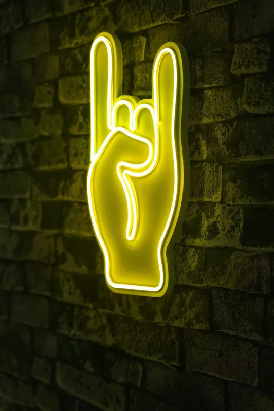 Lampa Neon Rock N Roll, Multicolor - Galben