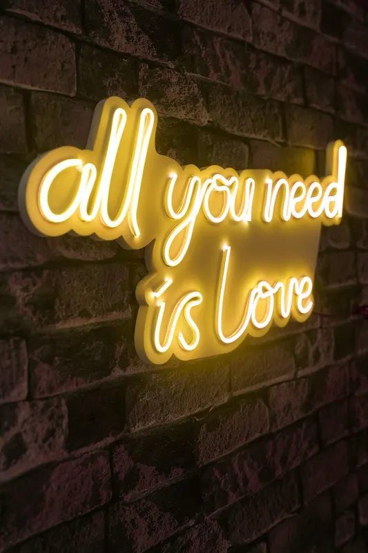 Lampa Neon All You Need Is Love, Albastru - Galben
