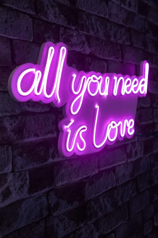 Lampa Neon All You Need Is Love, Albastru - Roz