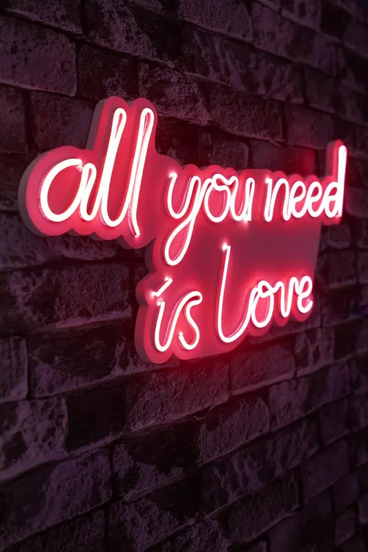 Lampa Neon All You Need Is Love, Albastru - Roșu