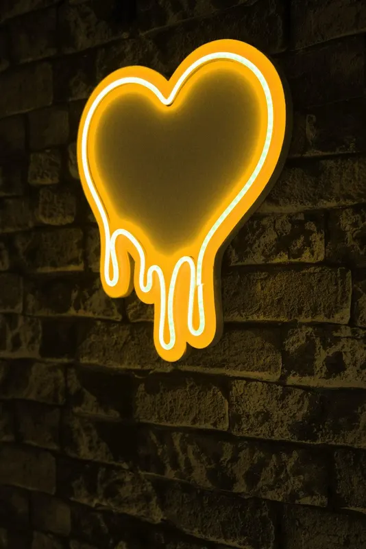 Lampa Neon Melting Heart - Galben