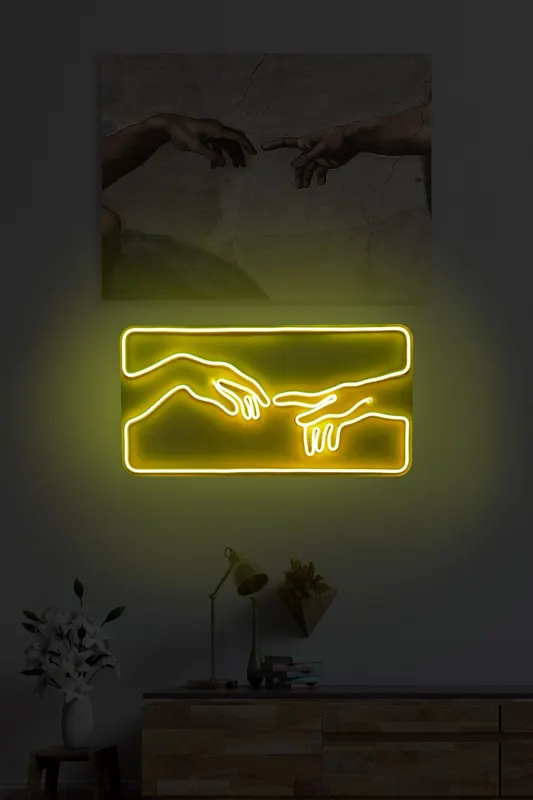 Lampa Neon Creation Of Adam - Galben
