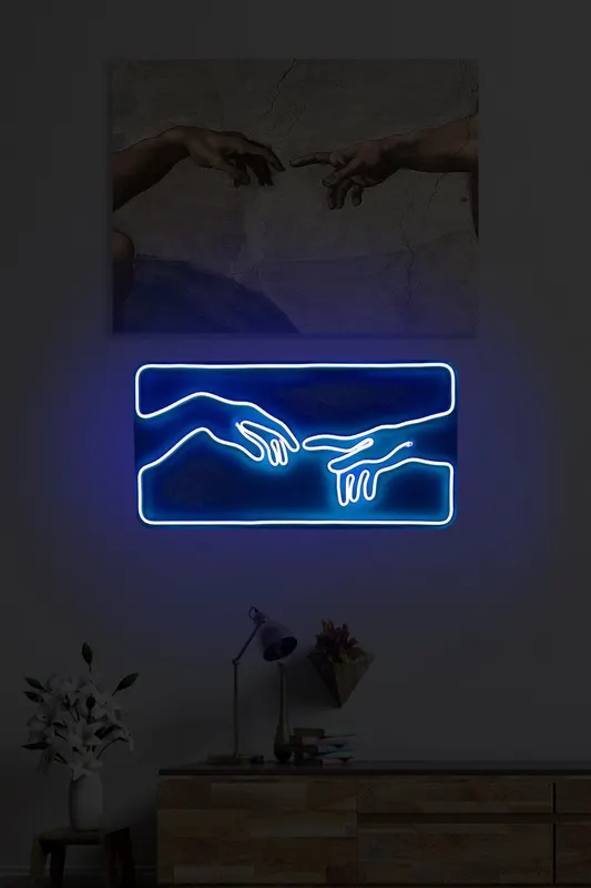 Lampa Neon Creation Of Adam - Albastru